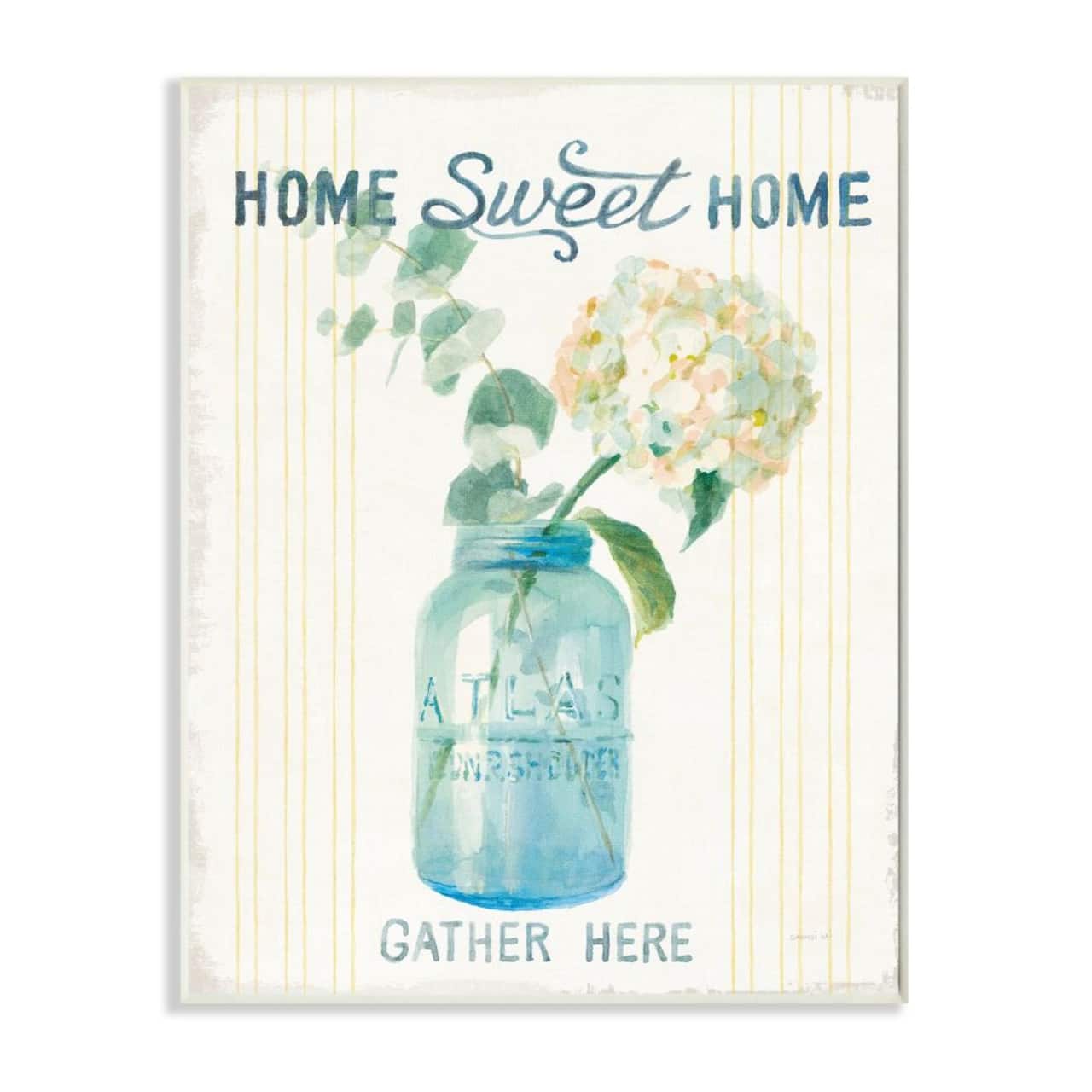 Stupell Industries Home Sweet Home Bouquet in Blue Jar Wall Plaque
